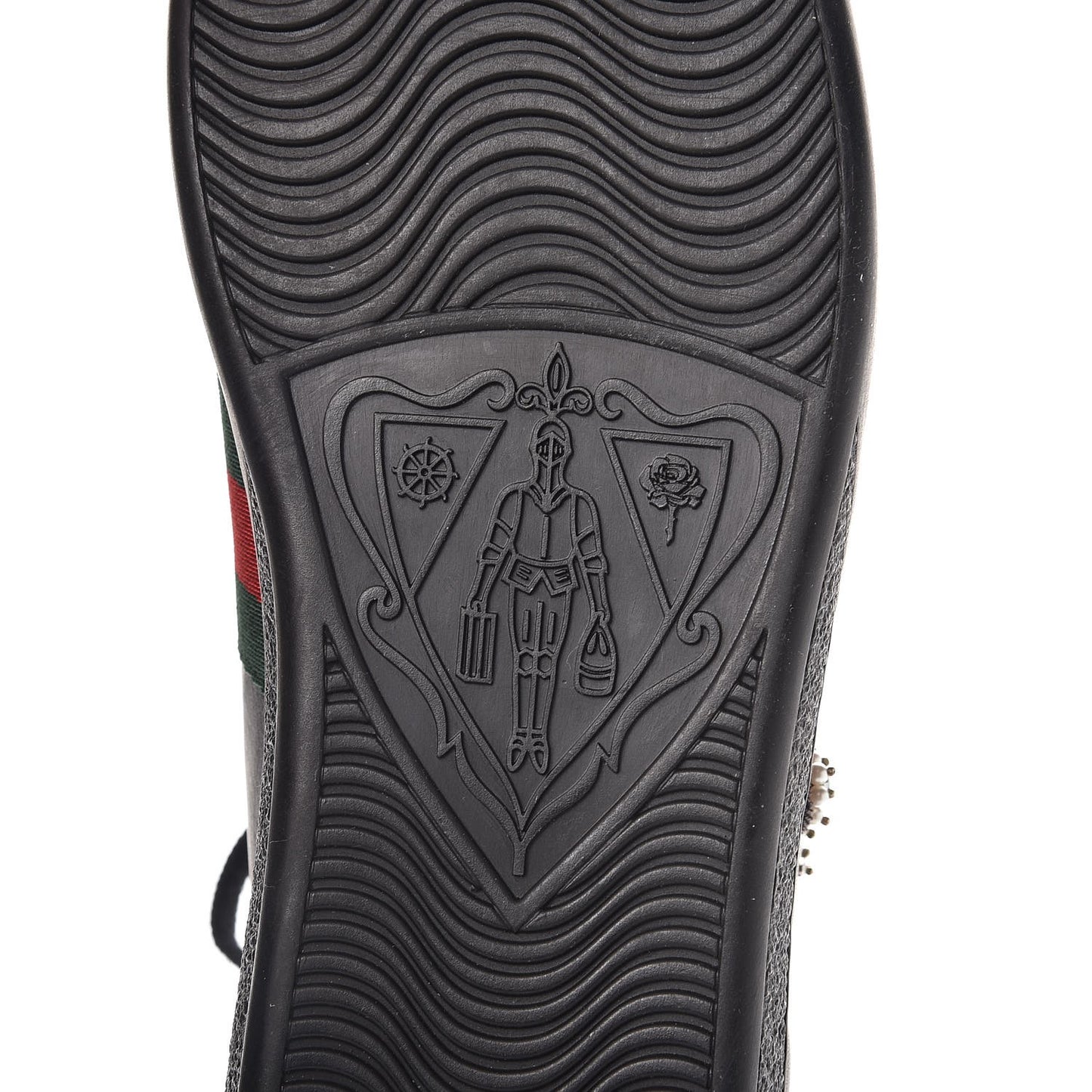 Calfskin Ayers Web Pierced Heart Embroidered Ace Sneakers 38.5 Black