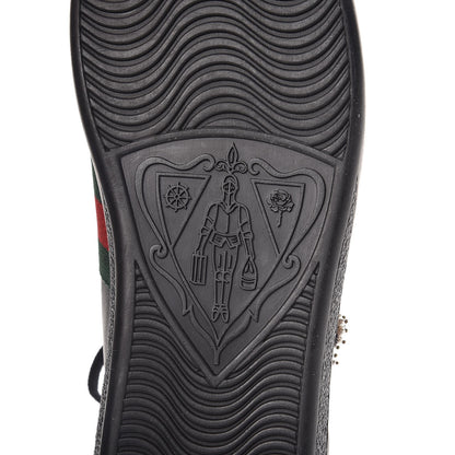 Gucci Calfskin Ayers Web Pierced Heart Embroidered Ace Sneakers 38.5 Black 7 of 12