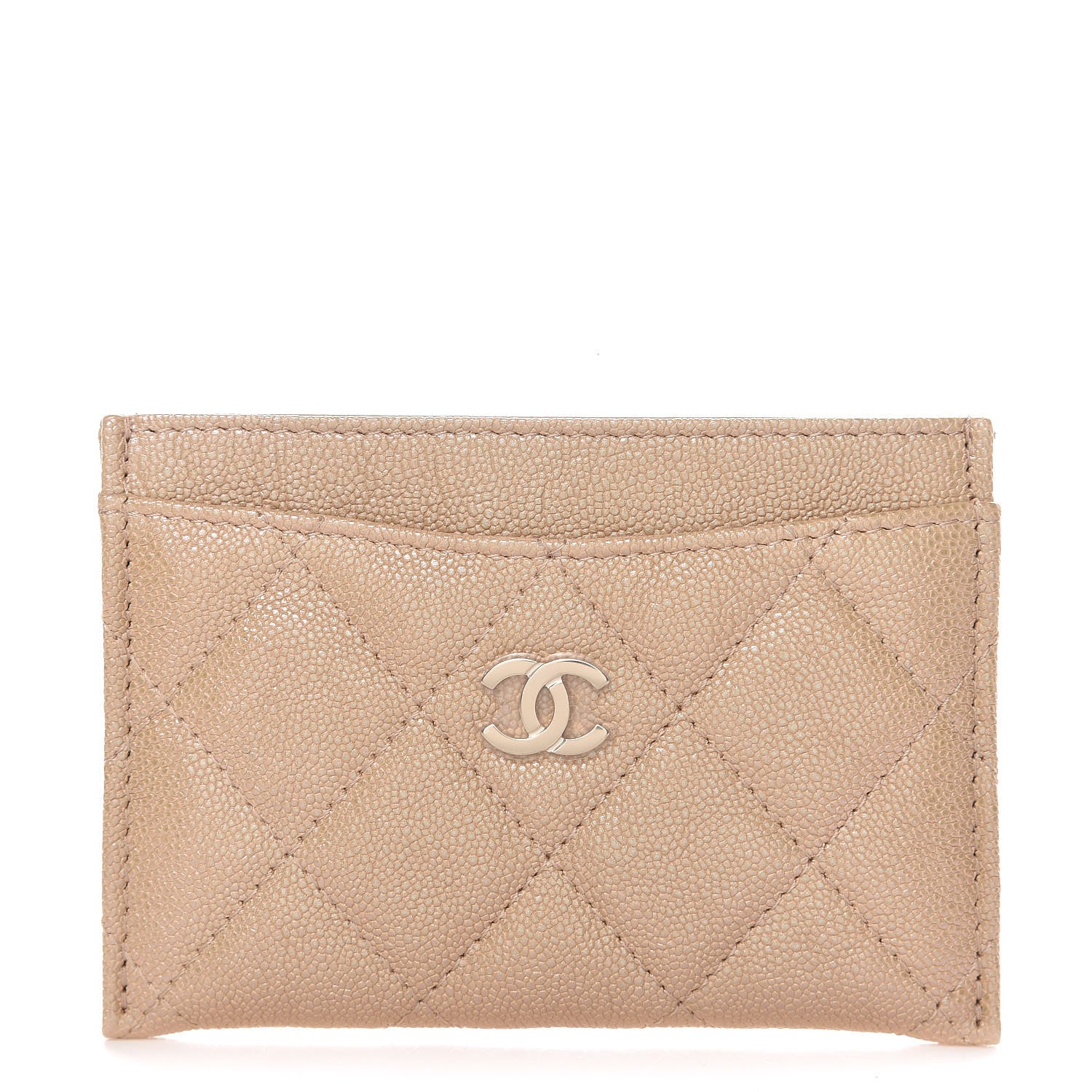 Chanel Iridescent Caviar Quilted Card Holder Beige 1 of 9