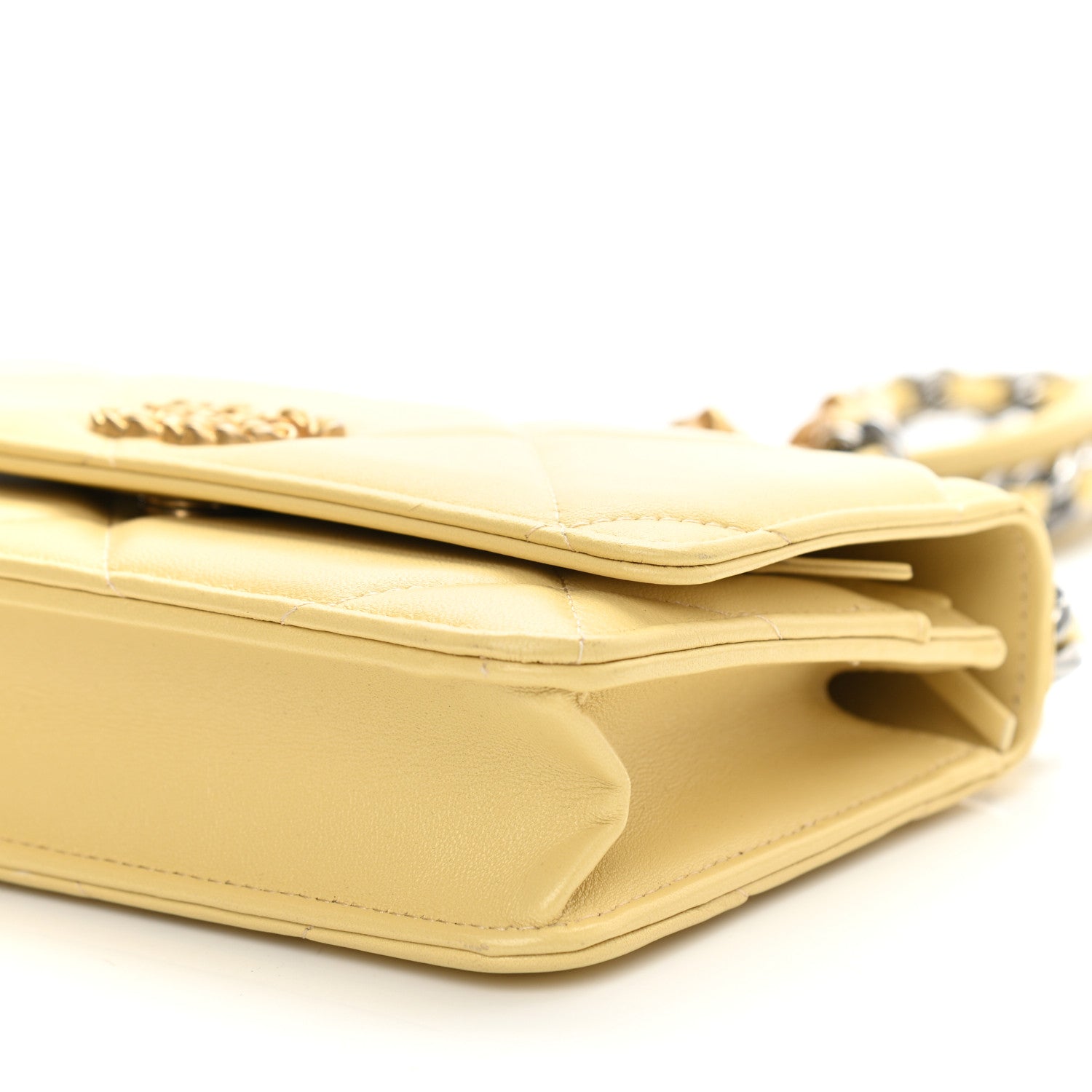 Chanel Lambskin Quilted Chanel 19 Wallet On Chain WOC Yellow 11 of 11