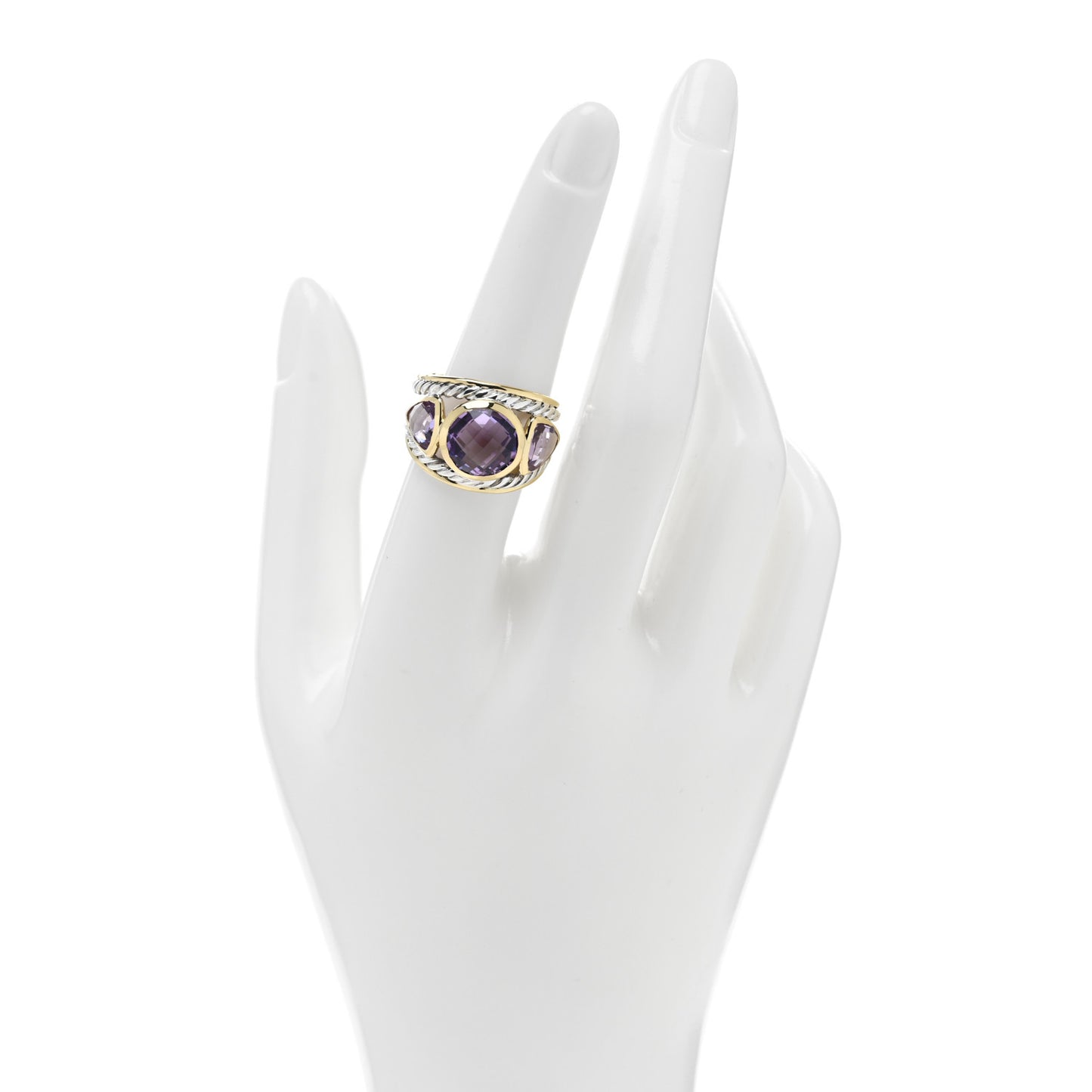 Sterling Silver 18K Yellow Gold Amethyst Renaissance Ring 53 6.5