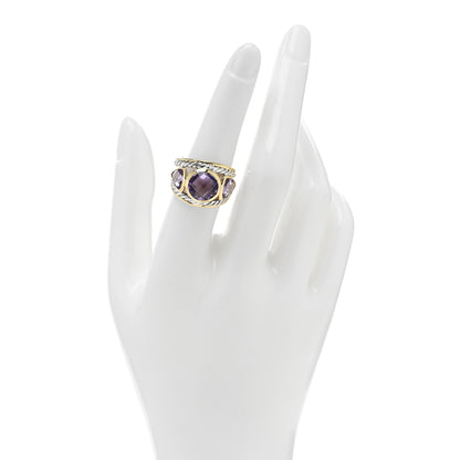 David Yurman Sterling Silver 18K Yellow Gold Amethyst Renaissance Ring 53 6.5 2 of 5