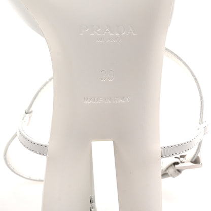 Prada Calfskin T Strap Slingback Pumps 39 White 7 of 9