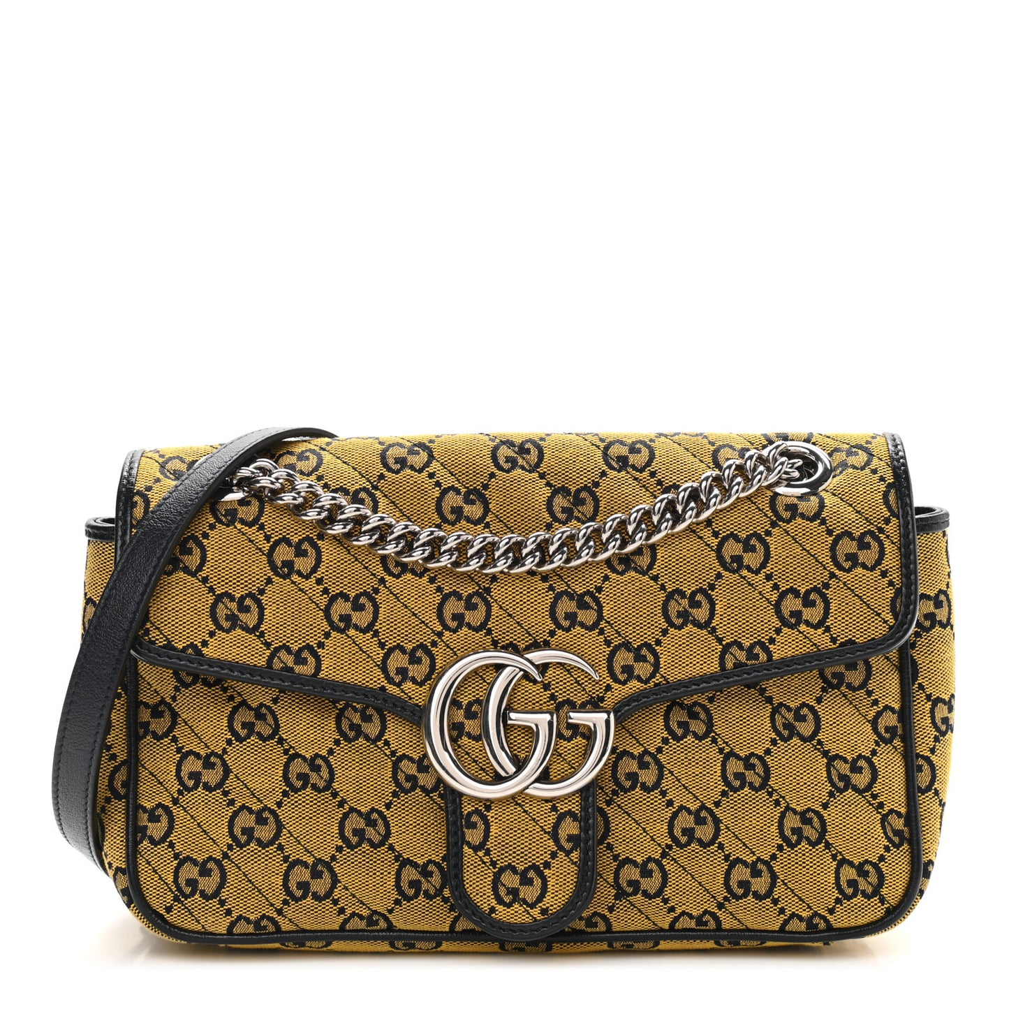 Monogram Multicolor Matelasse Diagonal Small GG Marmont Shoulder Bag Yellow Blue