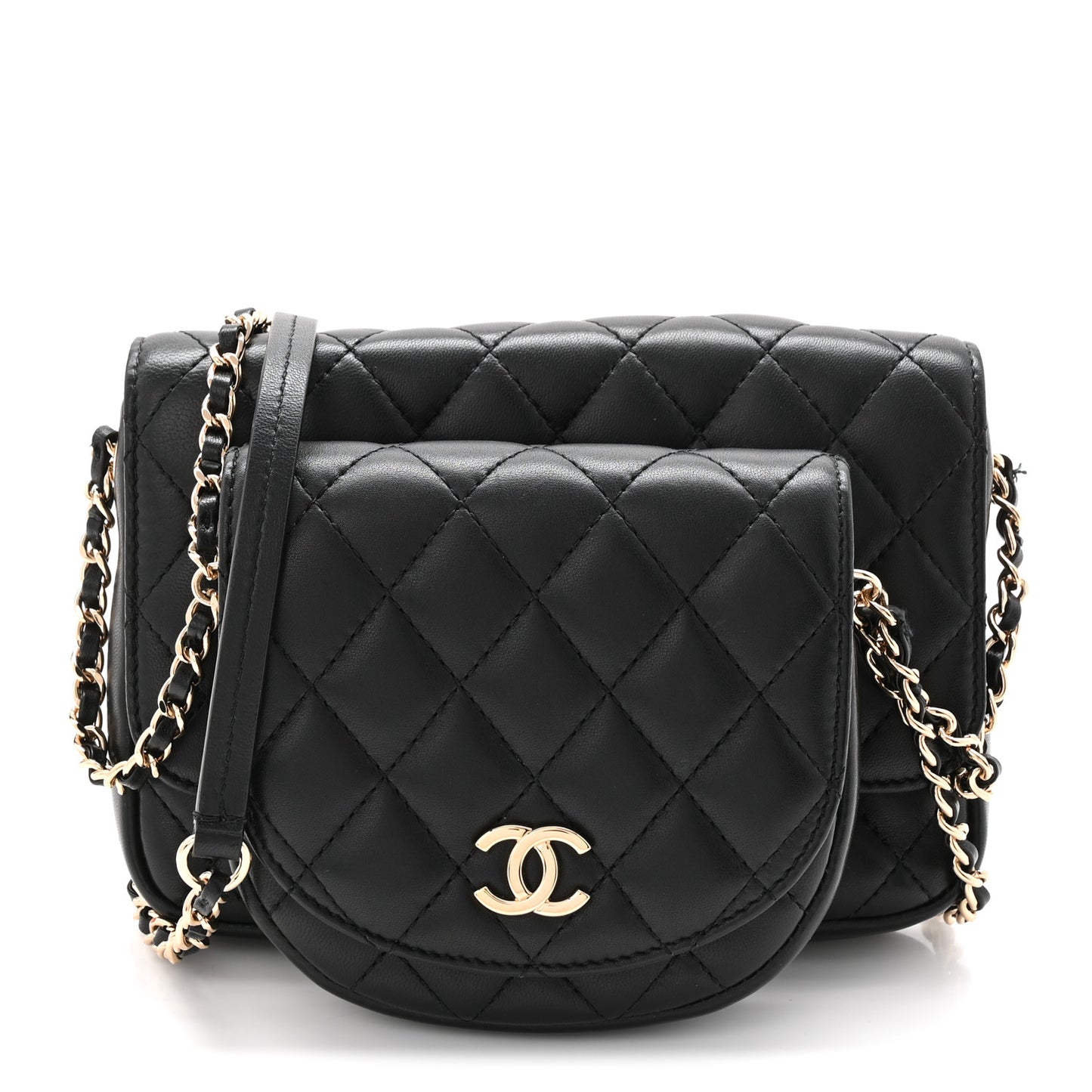 Lambskin Quilted Side Packs Black