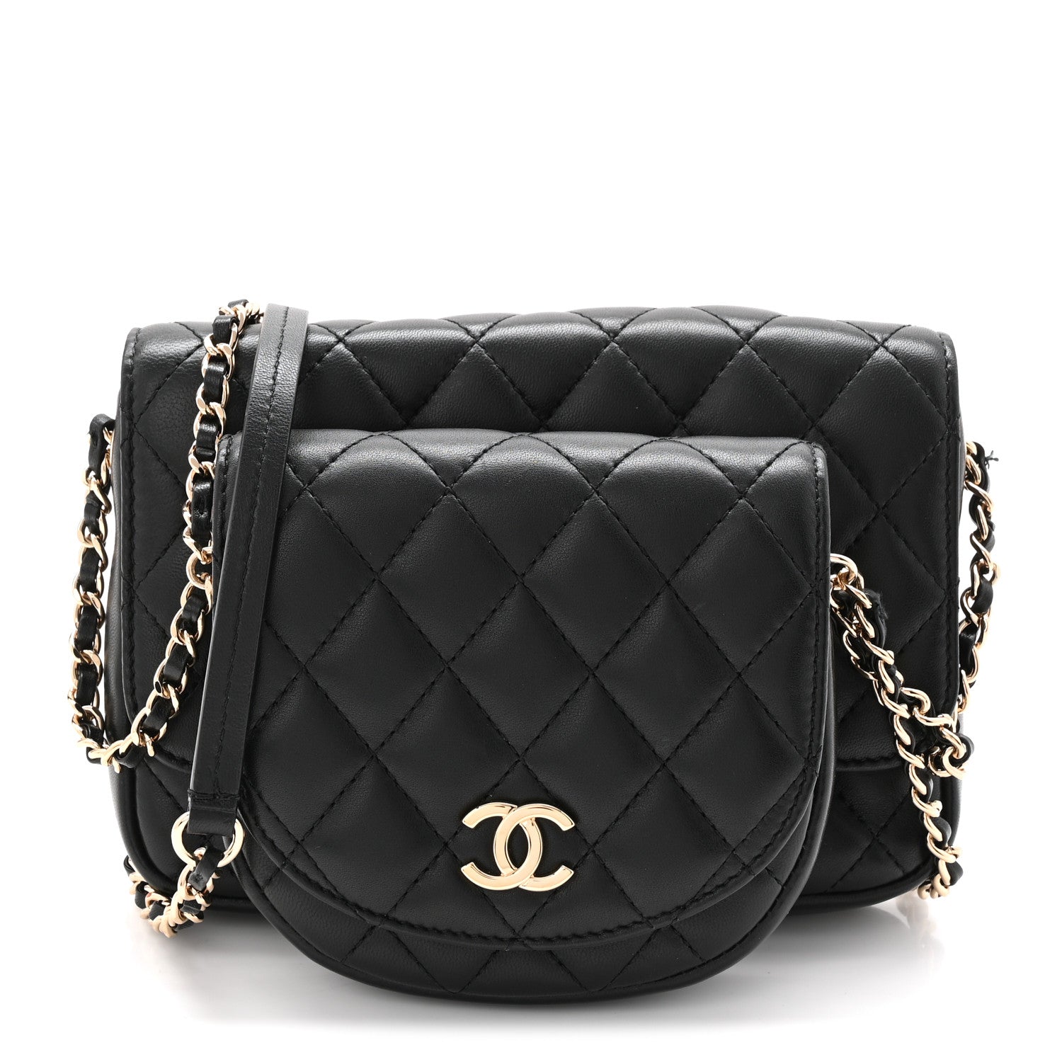 Chanel Lambskin Quilted Side Packs Black 2 of 21