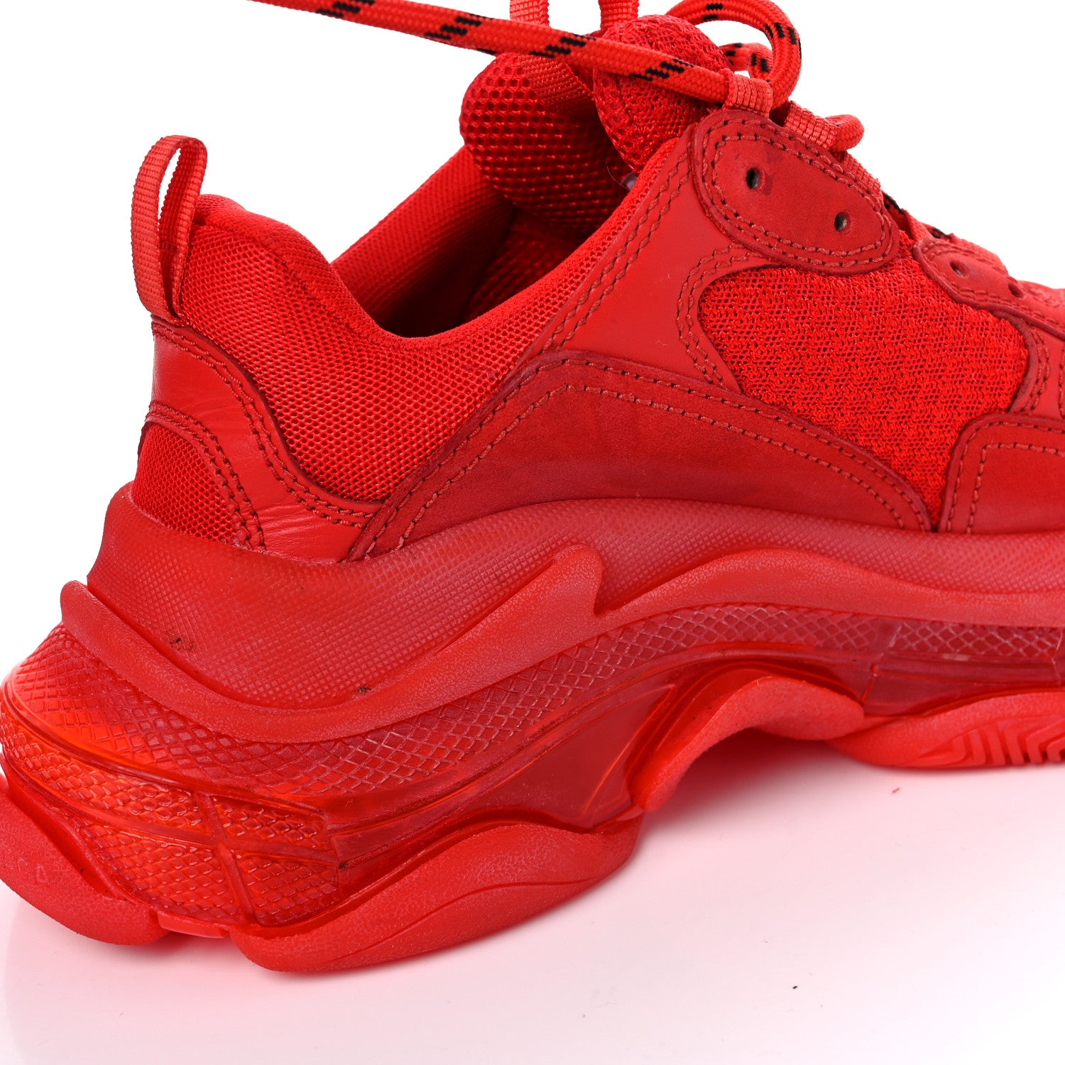 Balenciaga Fabric Mesh Clear Sole Womens Triple S Sneakers 37 Rouge Vif 17 of 17