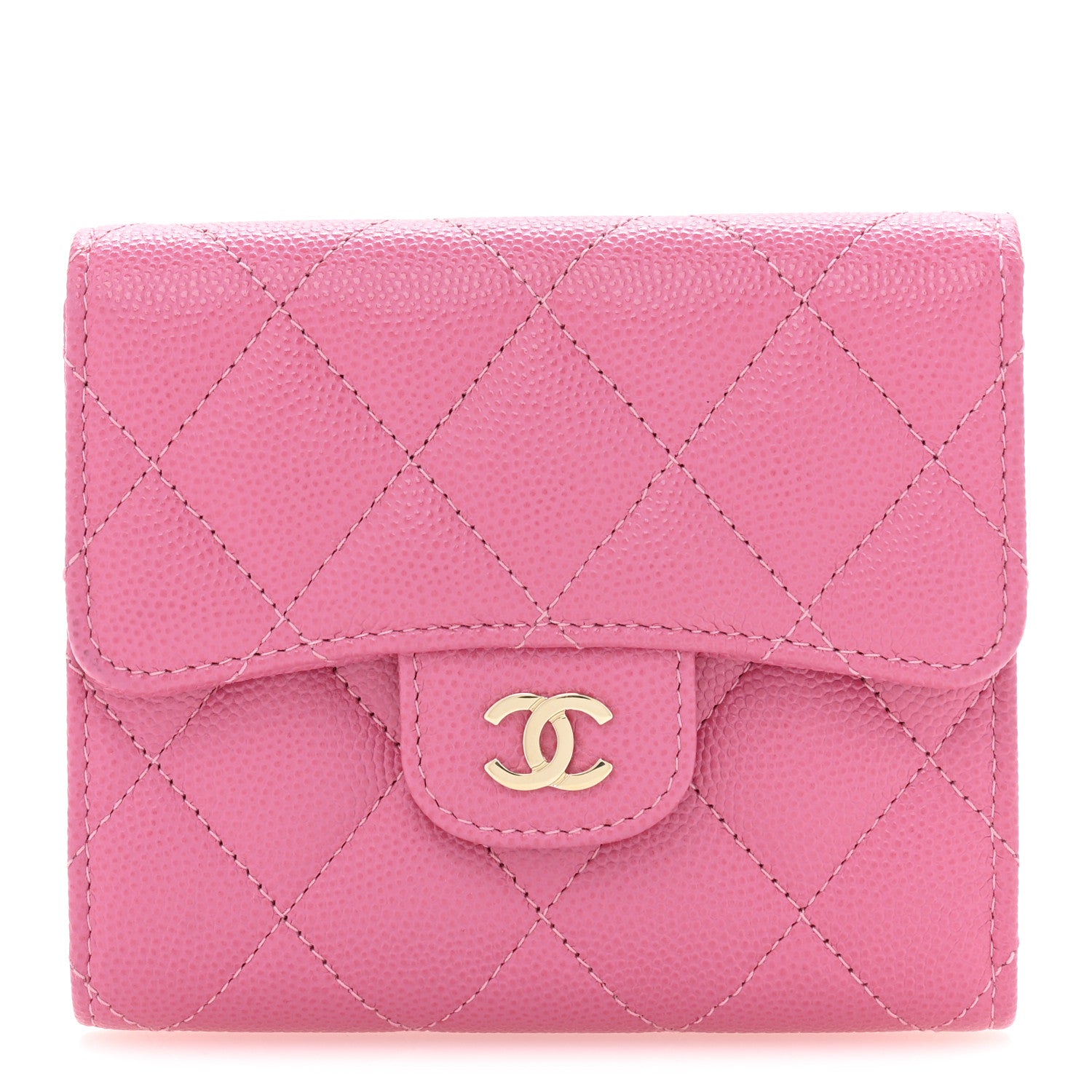 Chanel Caviar Quilted Compact Flap Wallet Pink 1 of 10