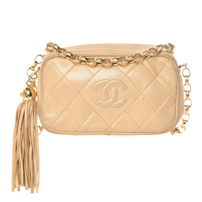 Chanel Lambskin Quilted Tassel Camera Case Beige 1 of 21
