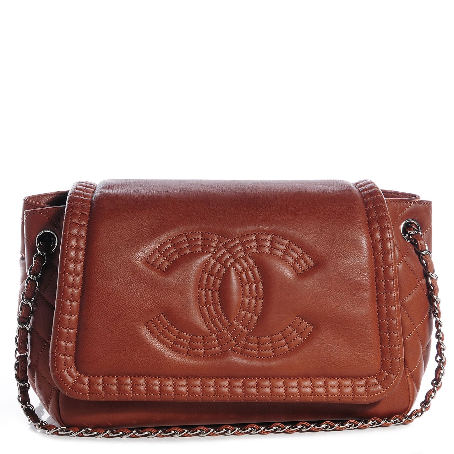 Calfskin Coco Bengal Accordion Flap Camel
