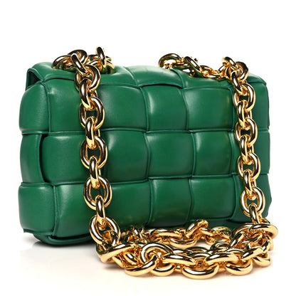 Bottega Veneta Lambskin Maxi Intreccio Padded Chain Cassette Crossbody Bag Racing Green 3 of 10