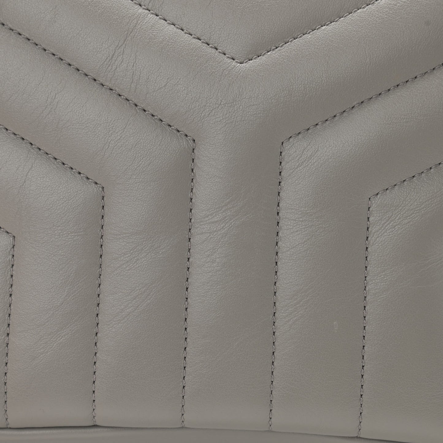 Calfskin Y Quilted Monogram Small Loulou Bowling Bag Light Gray