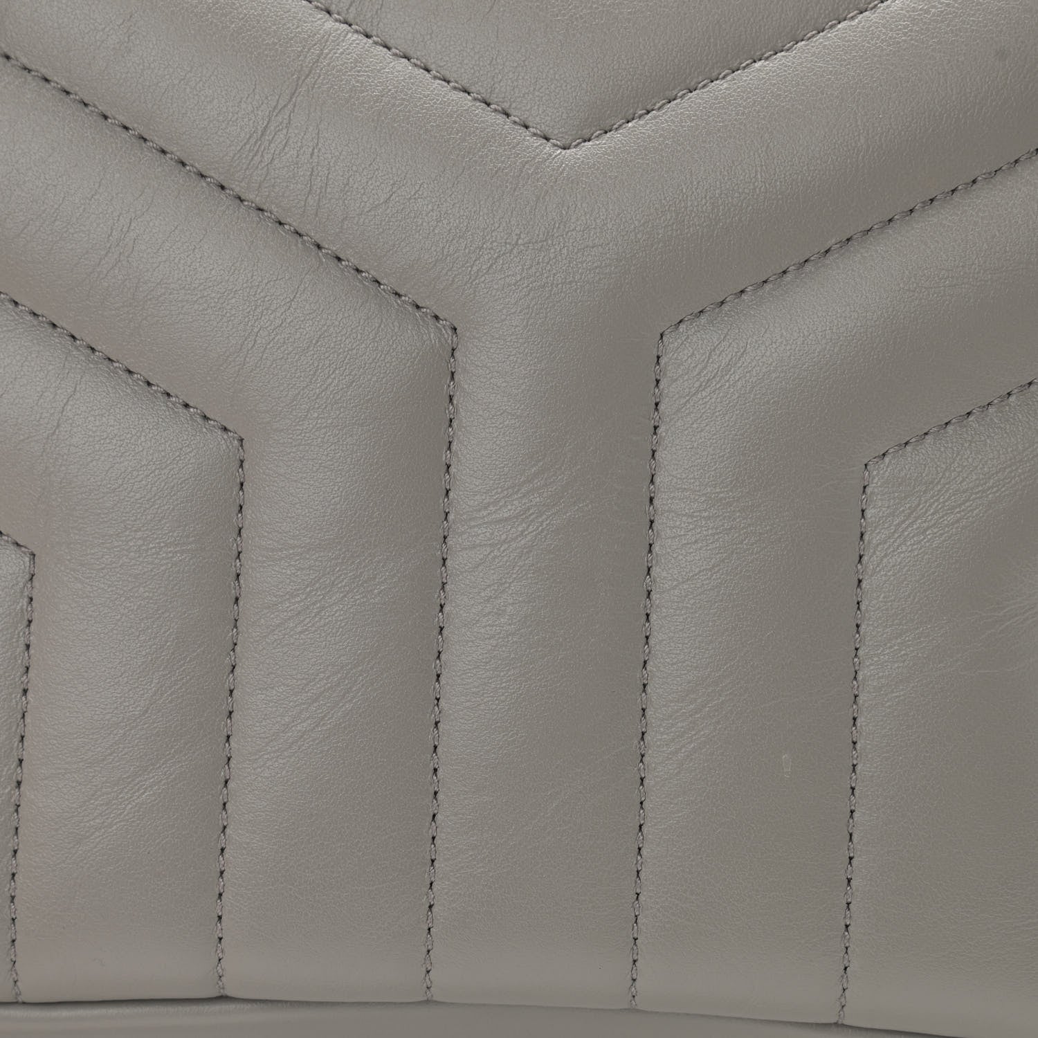Saint Laurent Calfskin Y Quilted Monogram Small Loulou Bowling Bag Light Gray 13 of 16