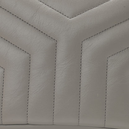 Saint Laurent Calfskin Y Quilted Monogram Small Loulou Bowling Bag Light Gray 13 of 16
