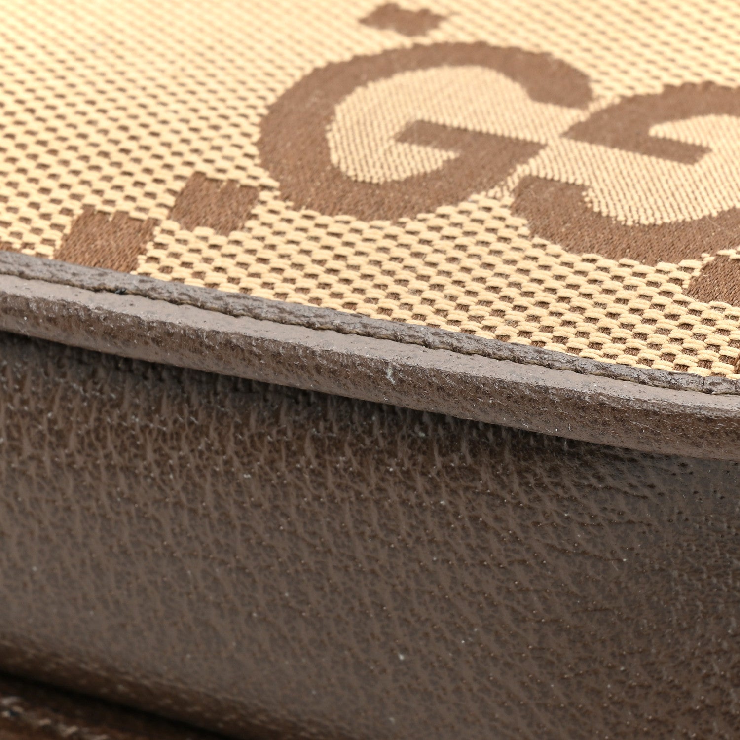 Gucci Monogram Jumbo GG Textured Dollar Calfskin Web Mini Crossbody Bag Camel Ebony New Acero 10 of 11