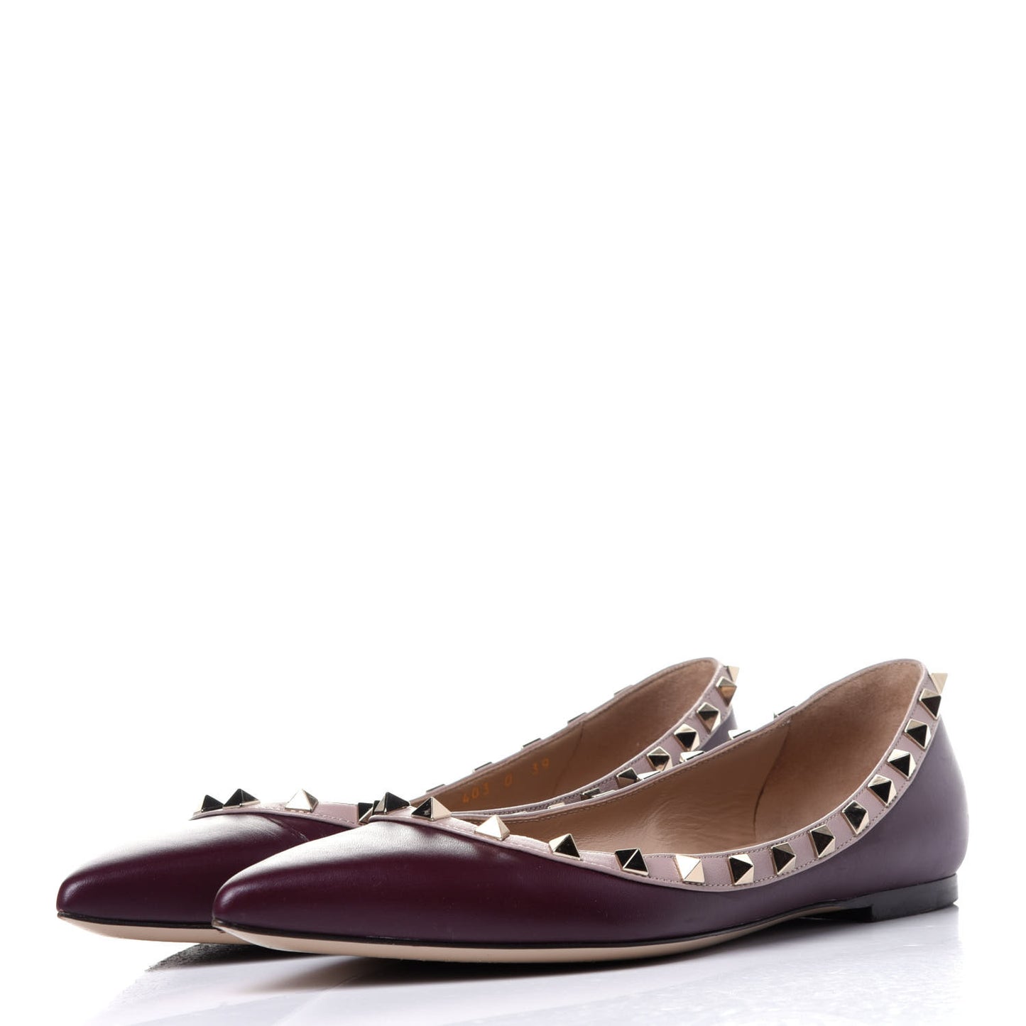 Nappa Rockstud Ballerina Flats 39 Rubin Poudre