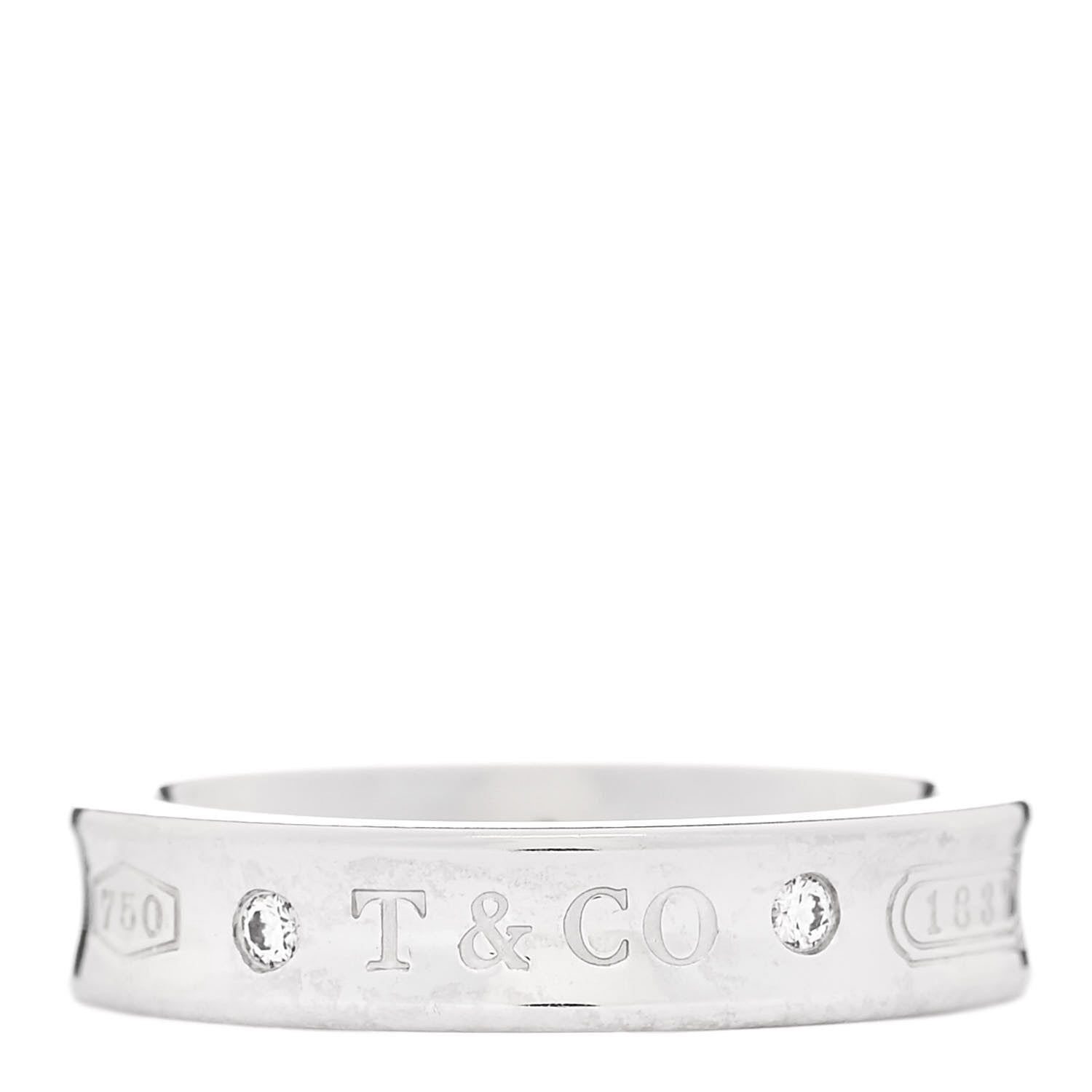 Tiffany 18K White Gold Diamond Narrow 1837 Ring 48 4.5 1 of 4