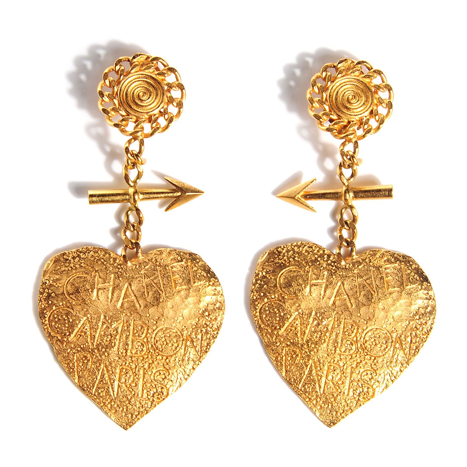 Chanel Cambon Heart Clip On Earrings Gold 1 of 4