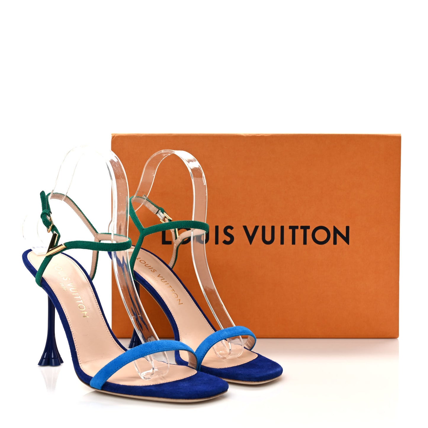 Suede Goatskin Blossom Sandals 38 Blue