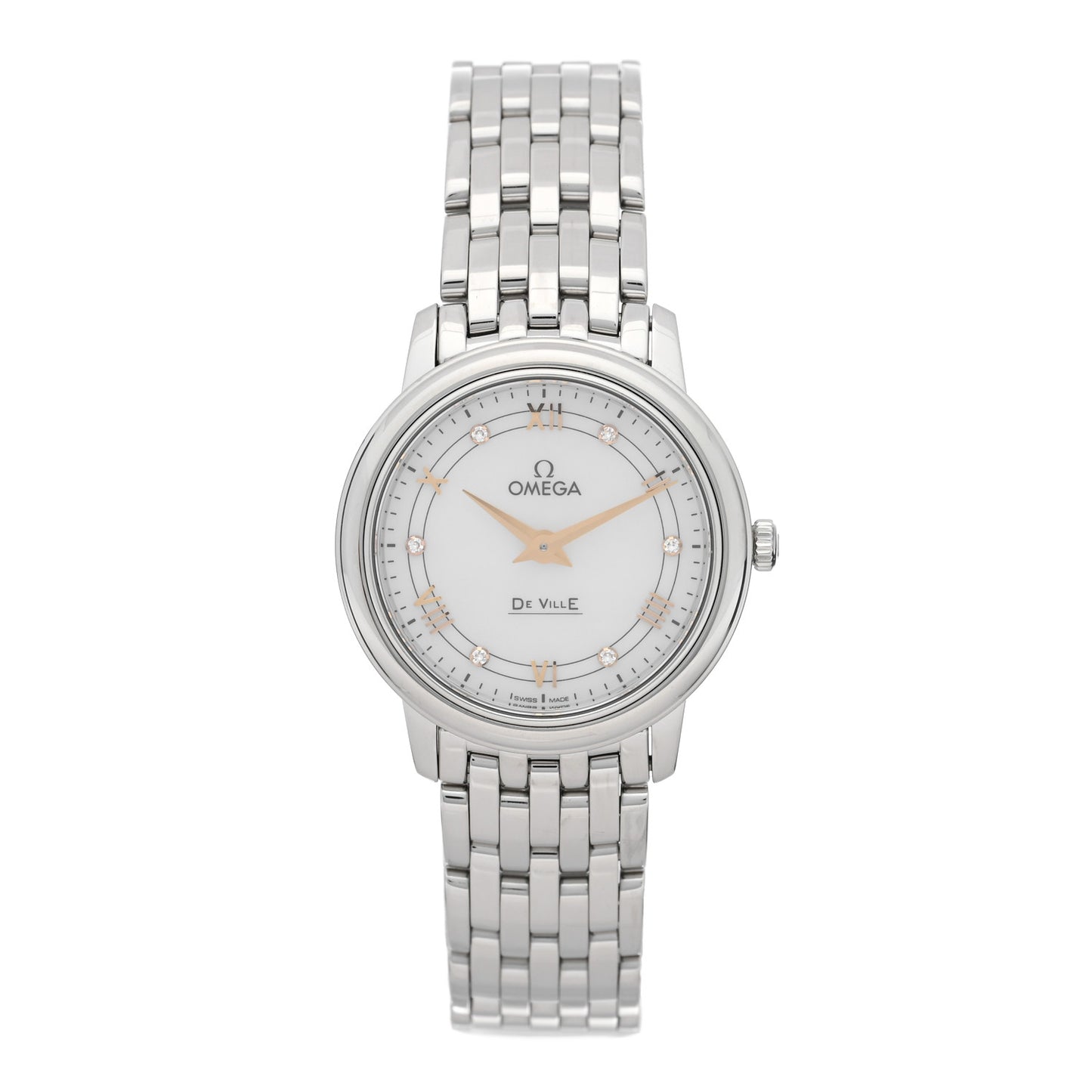 Stainless Steel Diamond Mother of Pearl 27mm De Ville Prestige Quartz Watch 424.10.27.60.55.001