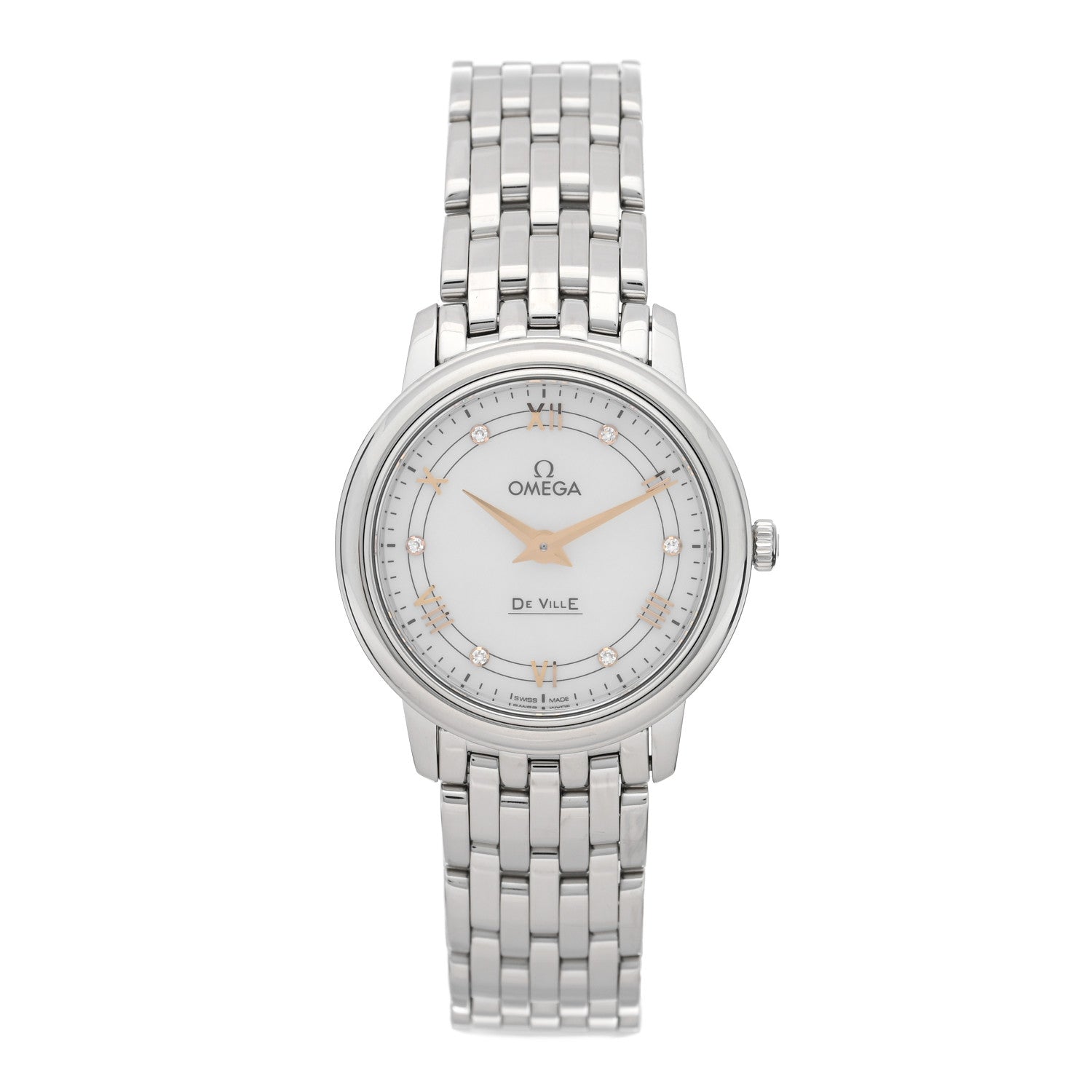 Omega Stainless Steel Diamond Mother of Pearl 27mm De Ville Prestige Quartz Watch 424.10.27.60.55.001 1 of 5