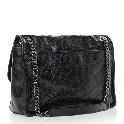 Saint Laurent Crinkled Calfskin Matelasse Monogram Medium Niki Chain Satchel Black 3 of 13
