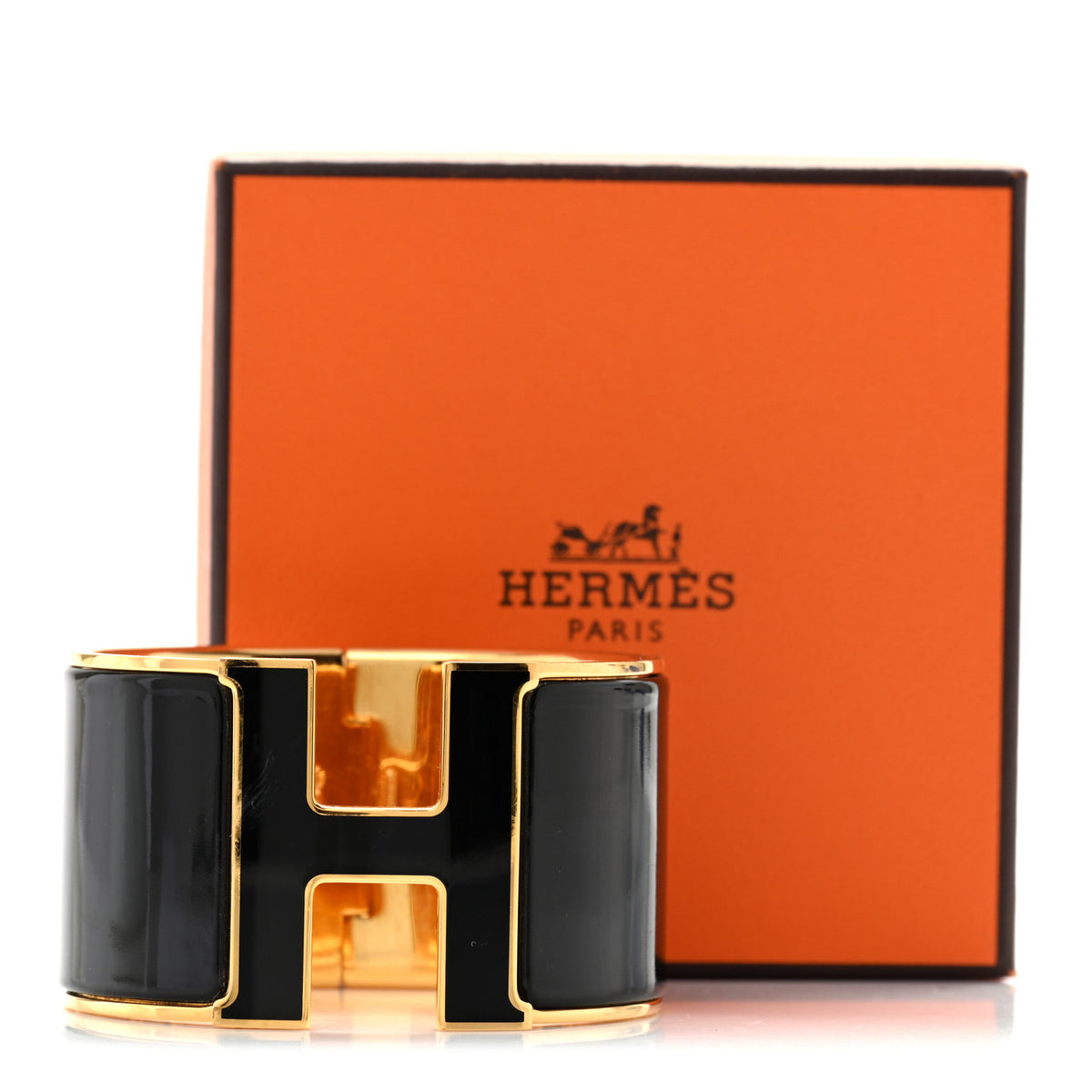 Enamel Extra Wide Clic Clac H Bracelet PM Black