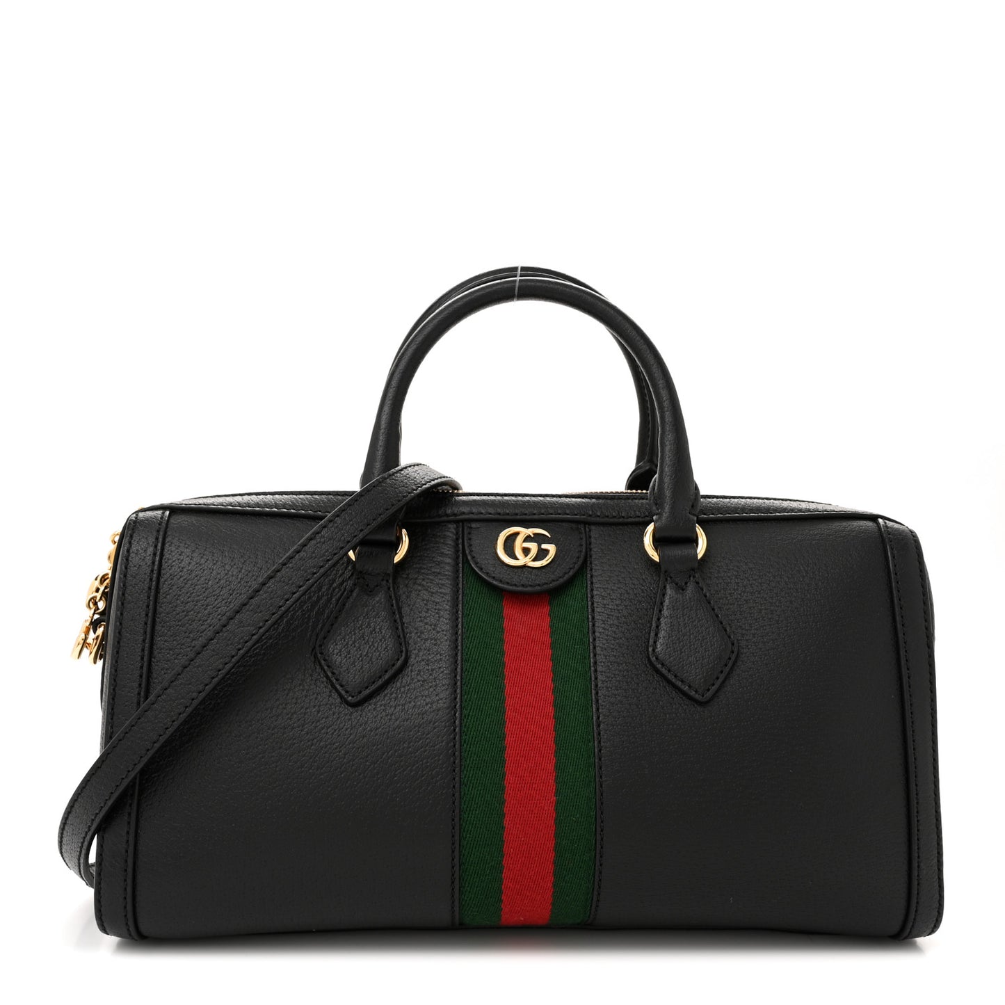 Textured Dollar Calfskin Web Medium Ophidia Boston Black