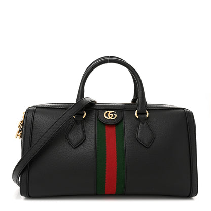 Gucci Textured Dollar Calfskin Web Medium Ophidia Boston Black 1 of 13