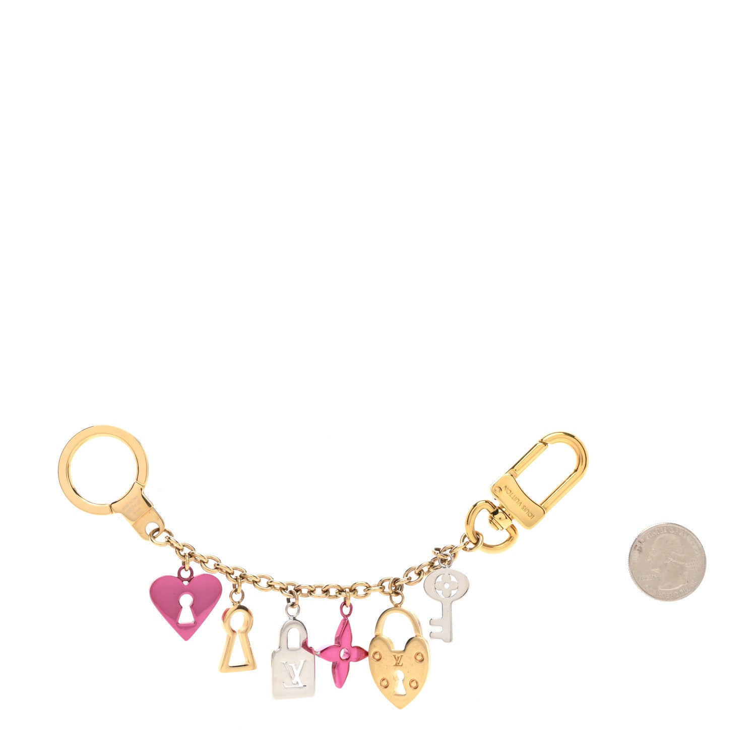 Louis Vuitton Love Lock Heart Key Chain Holder Bag Charm 2 of 5