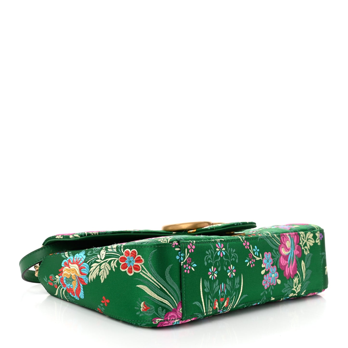 Jacquard Matelasse Floral Medium GG Marmont Shoulder Bag Green