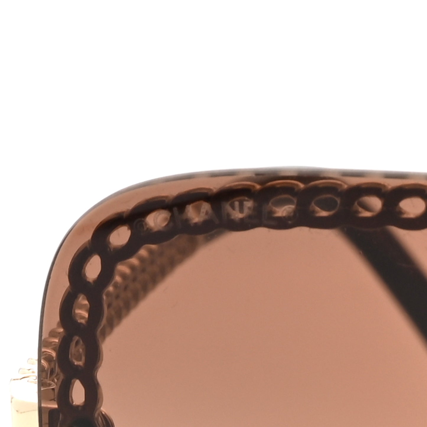 Metal Removable Chain Square Sunglasses 4244 Light Brown