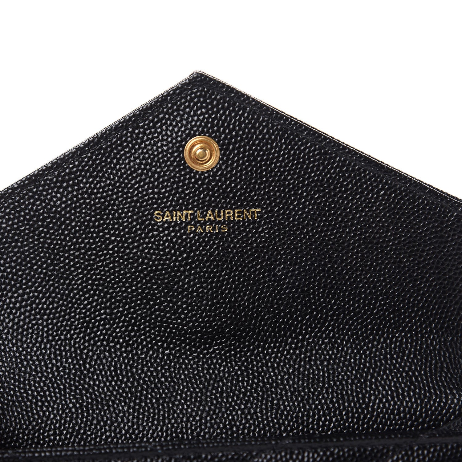 Saint Laurent Grain De Poudre Matelasse Chevron Small Monogram Envelope Wallet Black 6 of 7
