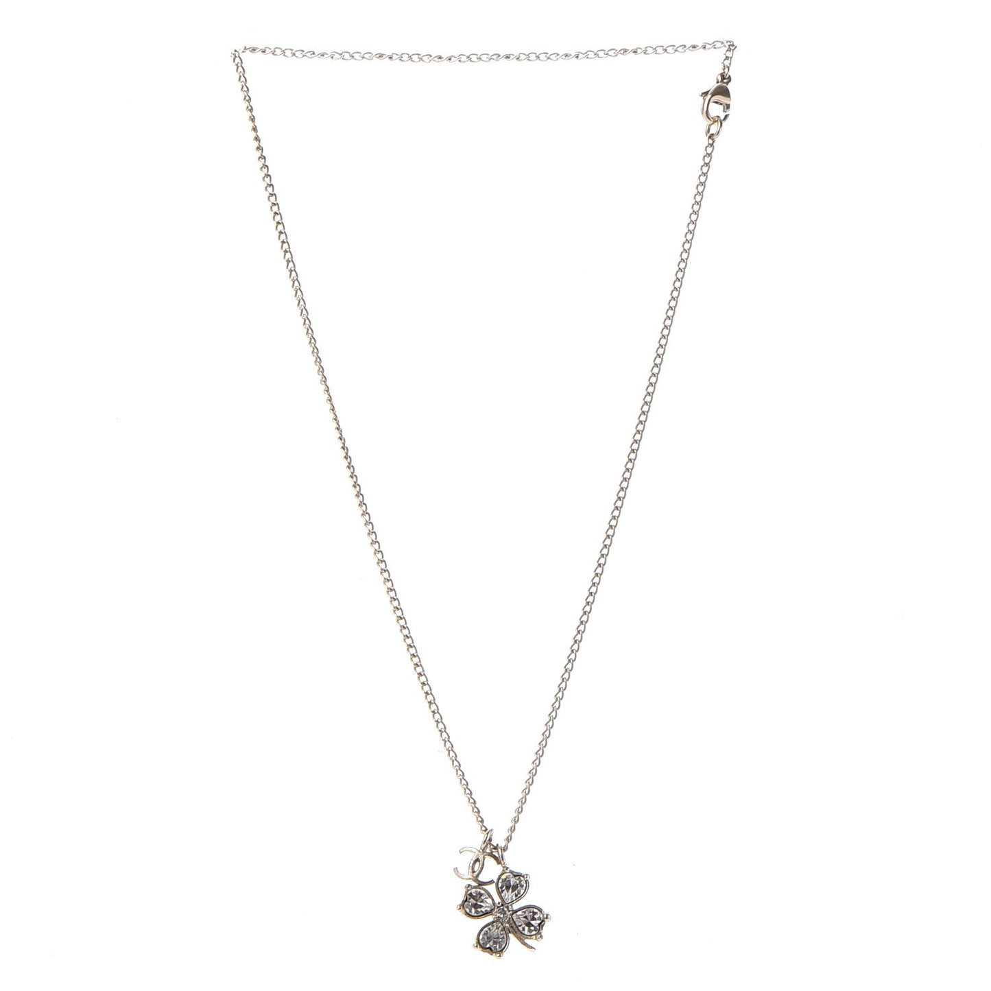 Crystal CC Four Leaf Clover Pendant Necklace Gold