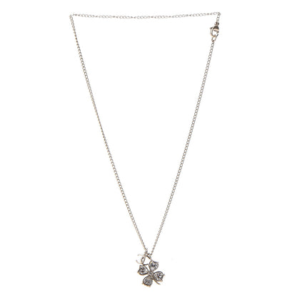 Chanel Crystal CC Four Leaf Clover Pendant Necklace Gold 3 of 7