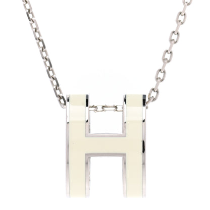 Hermes Lacquered Palladium Pop H Pendant Necklace White 4 of 8