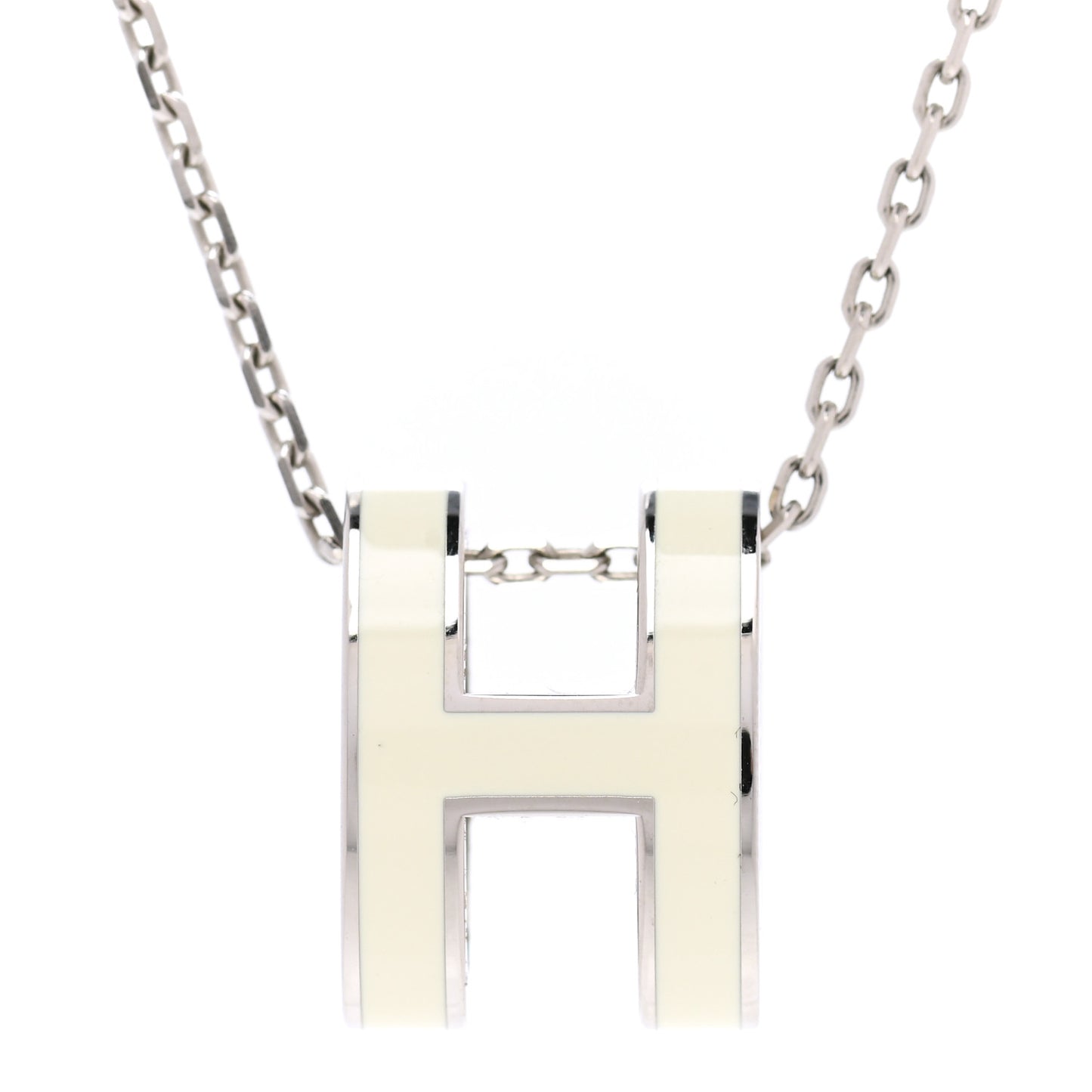 Lacquered Palladium Pop H Pendant Necklace White