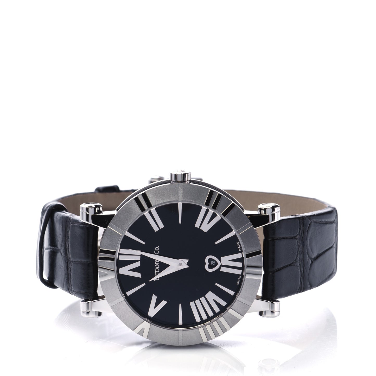Stainless Steel Alligator 36mm Atlas Quartz Watch Black
