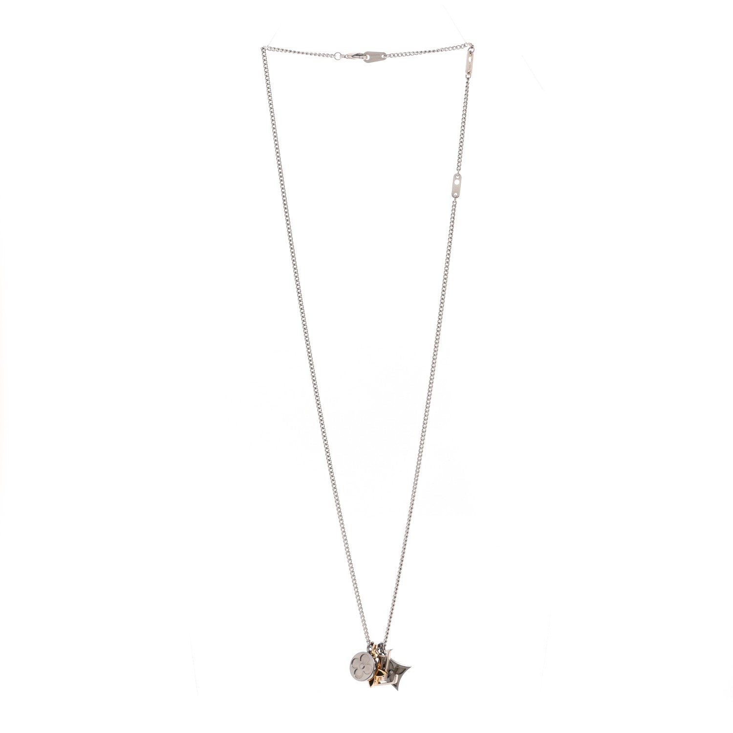 Louis Vuitton Metal LV Instinct Necklace Silver Gold 3 of 7