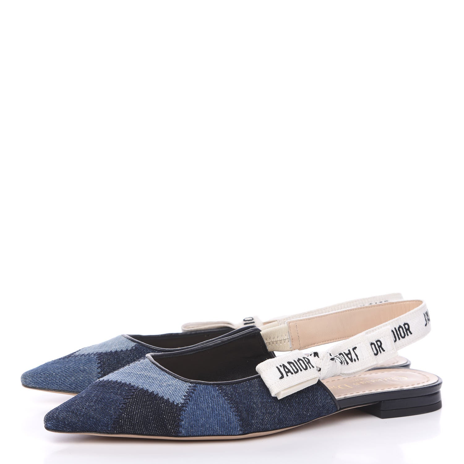 Christian Dior Denim Ribbon Patchwork J'Adior Slingback Ballet Flats 36 Deep Blue 3 of 8