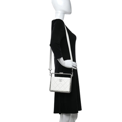 Chanel Quilted Lambskin Metal Bar Clutch Bag White 2 of 9