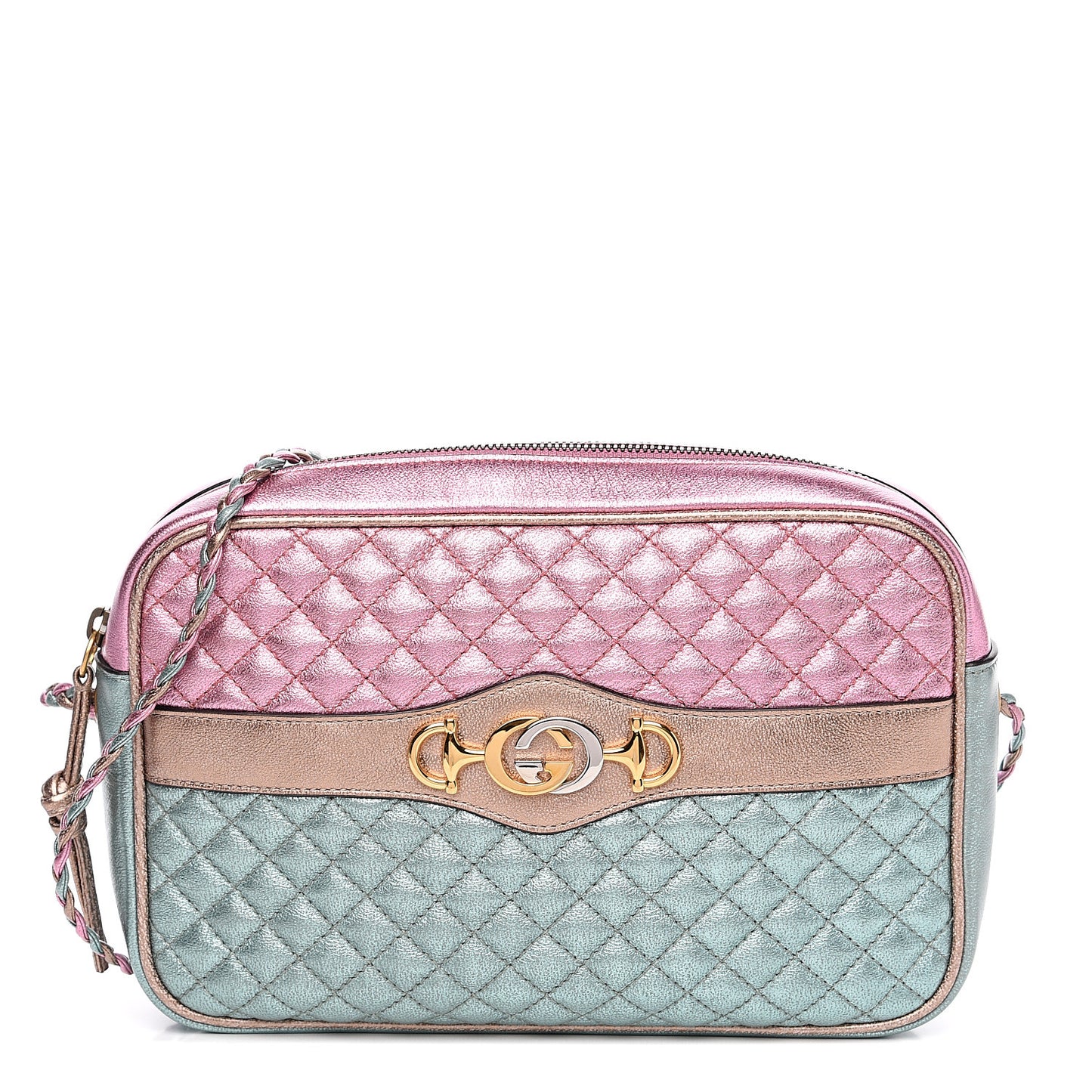 Laminated Nappa Trapuntata Small Zumi Shoulder Bag Rosa Lago Rame