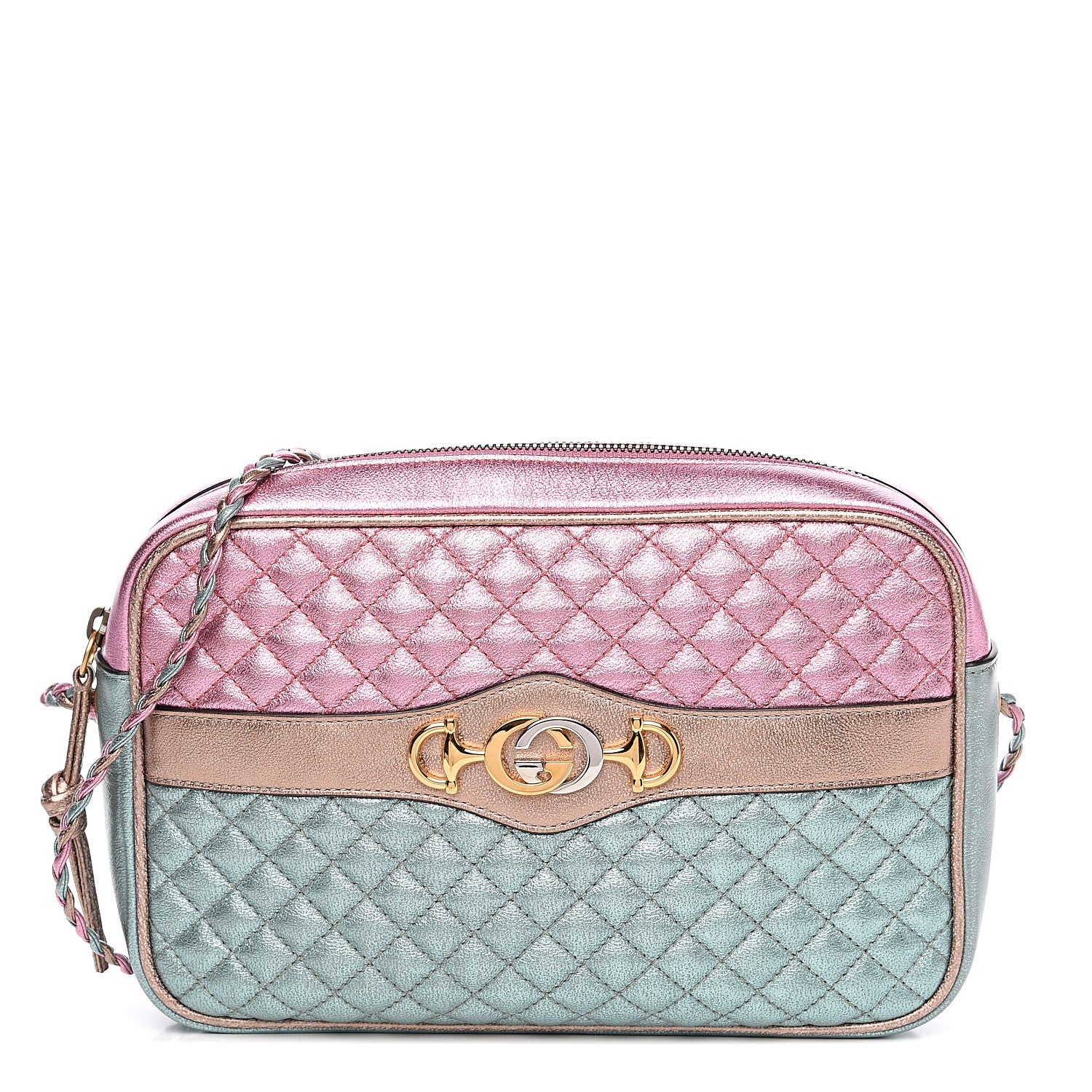 Gucci Laminated Nappa Trapuntata Small Zumi Shoulder Bag Rosa Lago Rame 1 of 8