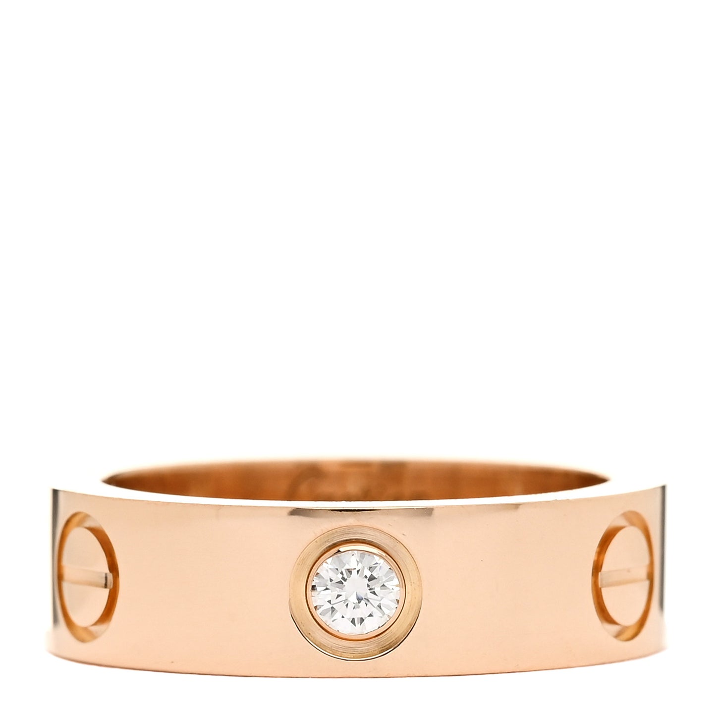 18K Pink Gold 3 Diamond 5.5mm LOVE Ring 51 5.75
