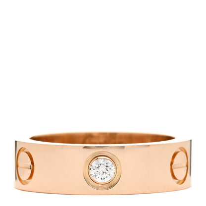 Cartier 18K Pink Gold 3 Diamond 5.5mm LOVE Ring 51 5.75 1 of 4