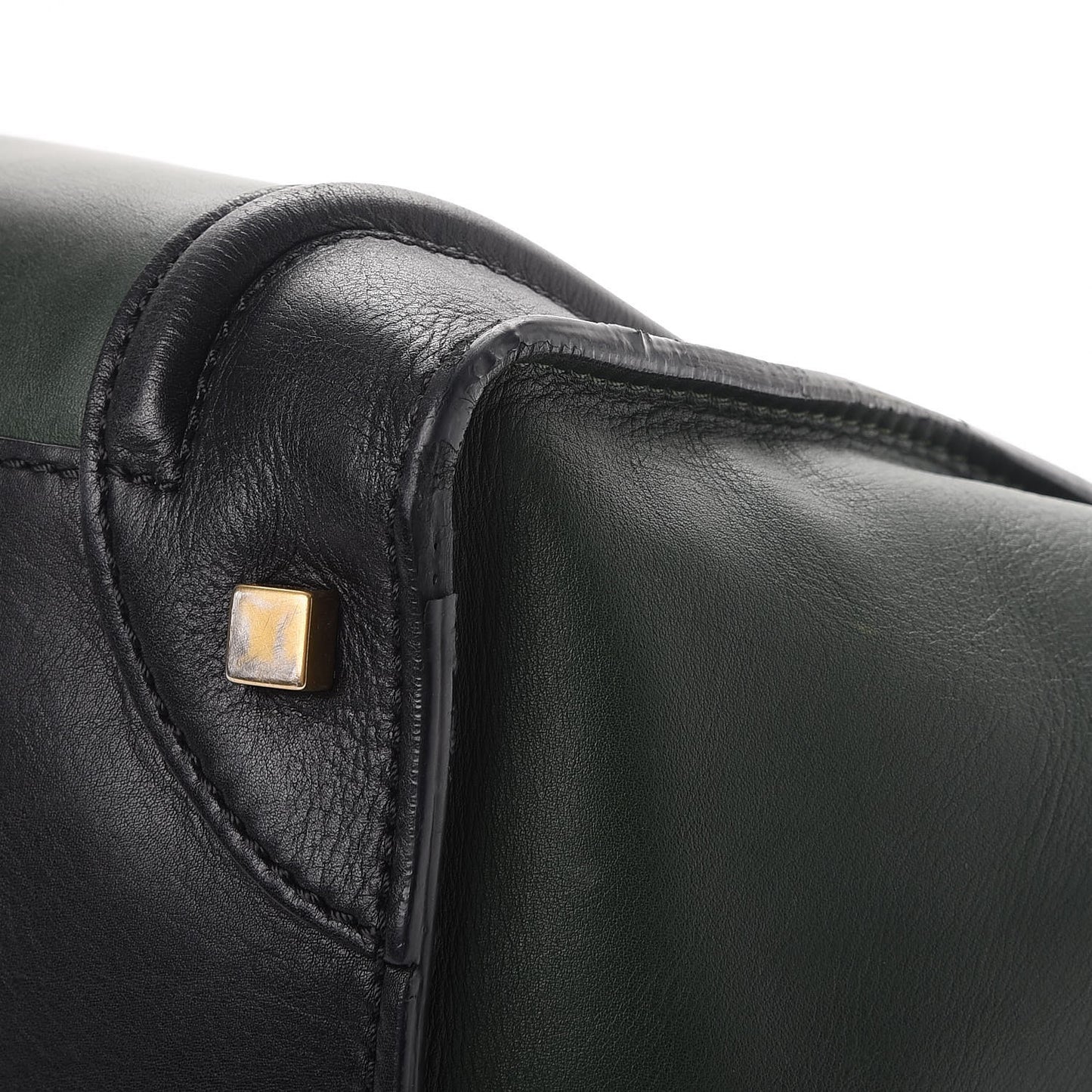 Smooth Calfskin Mini Bi-Color Luggage Forest Black