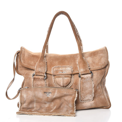 Prada Shearling Flap Shoulder Bag Beige 3 of 12