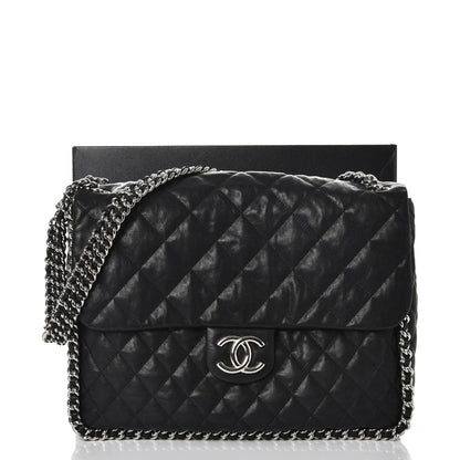 Chanel Washed Lambskin Quilted Maxi Chain Around Flap Black 9 of 9