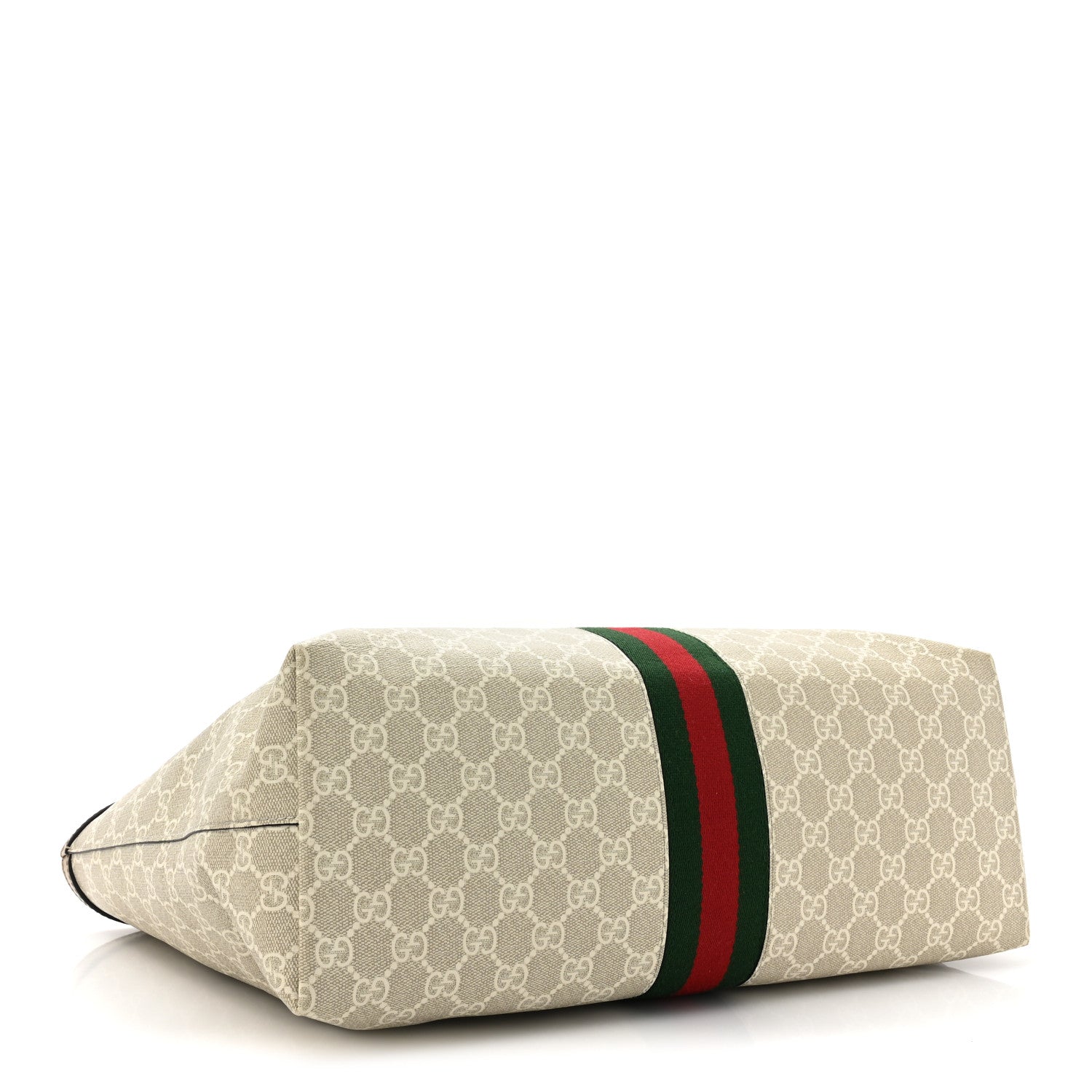 Gucci GG Supreme Monogram Textured Dollar Calfskin Web Medium Ophidia Shopping Tote Beige Mystic White Oatmeal 4 of 17
