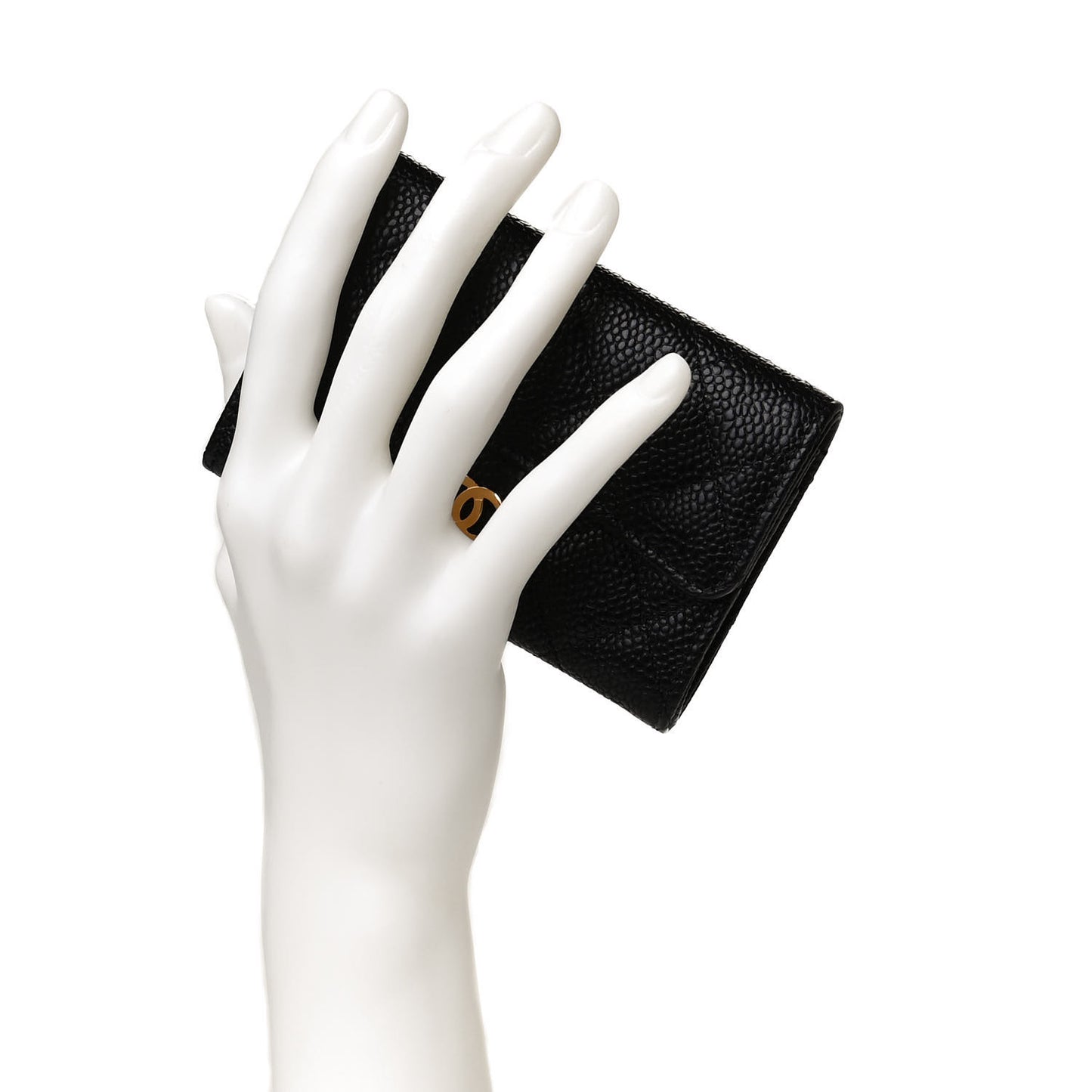Caviar Quilted Flap Card Holder Black